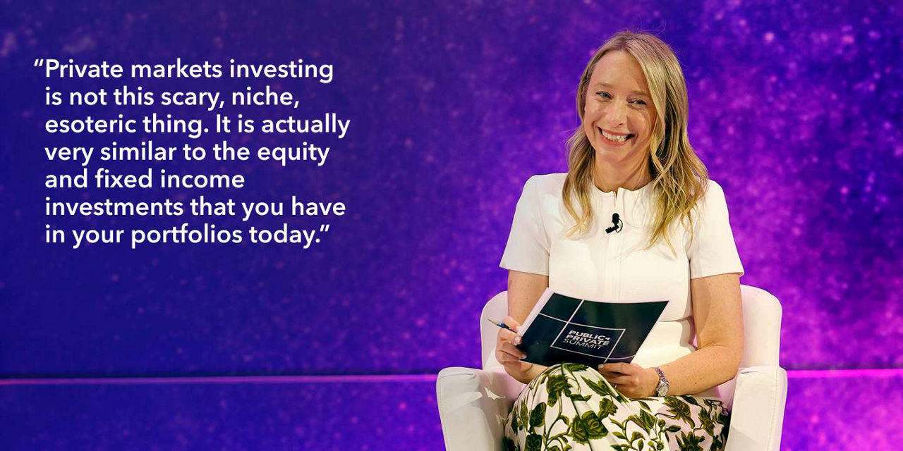 Siobhan Broadbery, Public Private Solutions Sales Specialist, Capital Group, seated and smiling. "Private markets investing is not this scary, niche, esoteric thing. It is actually very similar to the equity and fixed income investments that you have in your portfolios today."