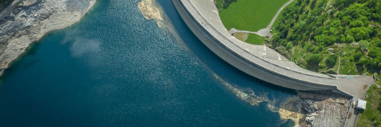 Aerial view of a water DAM