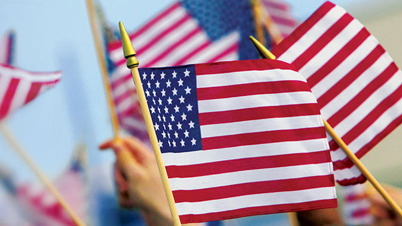 An image featuring American flags.